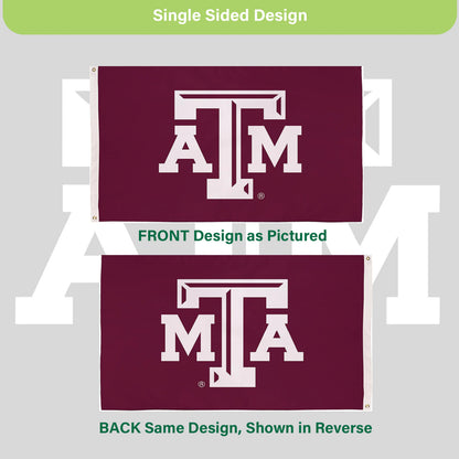 Texas A&M estate flag maroon sublimated with large white A&M logo 3x5 with 2 grommets on Tampa Home & Garden Store
