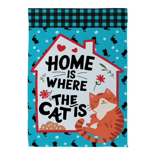 Home Is Where The Cat Is Suede House Flag - Tampa Home & Garden Store