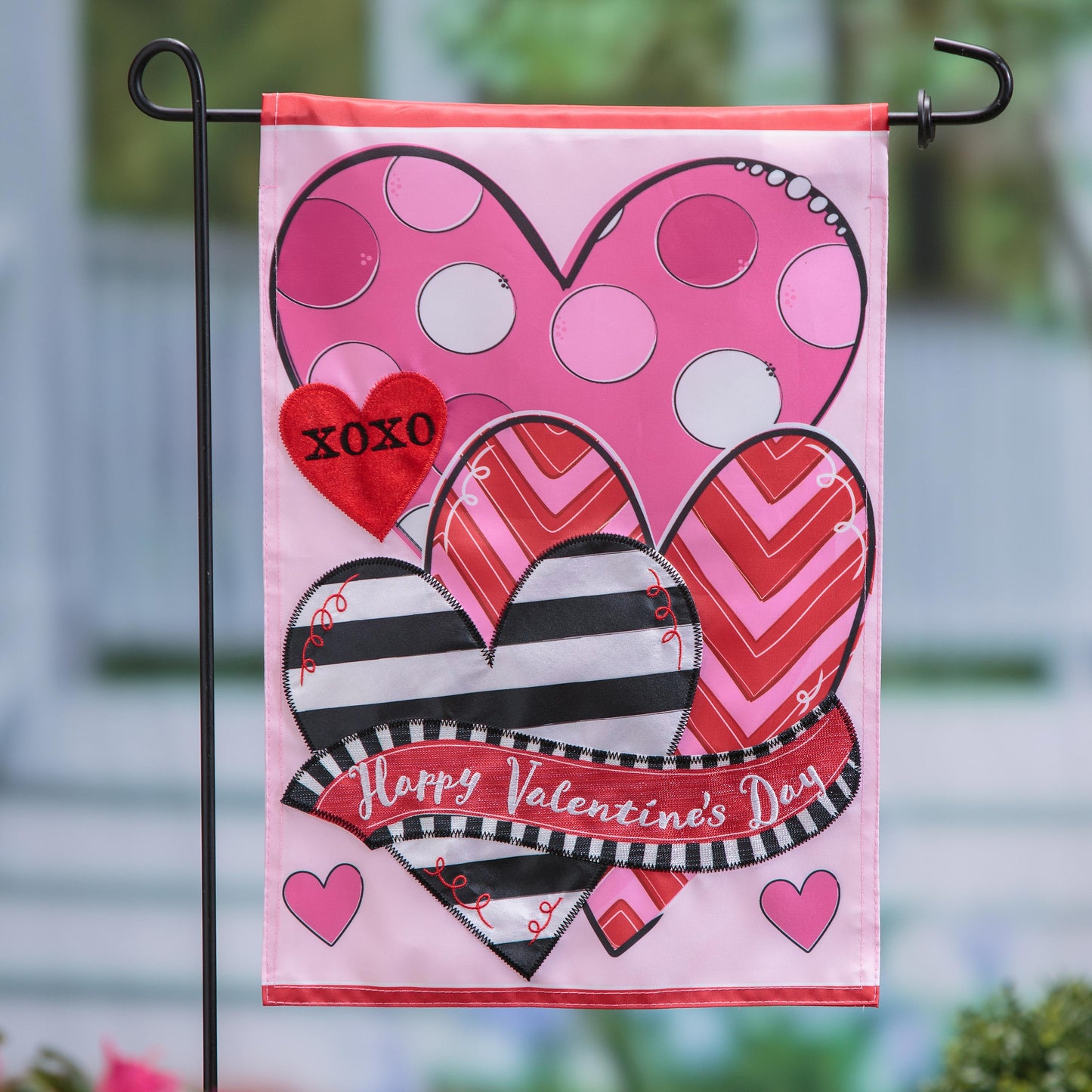 Happy Valentine's Day Sweethearts Applique Garden Flag pink hearts by Evergreen Enterprises on Tampa Home & Garden Store
