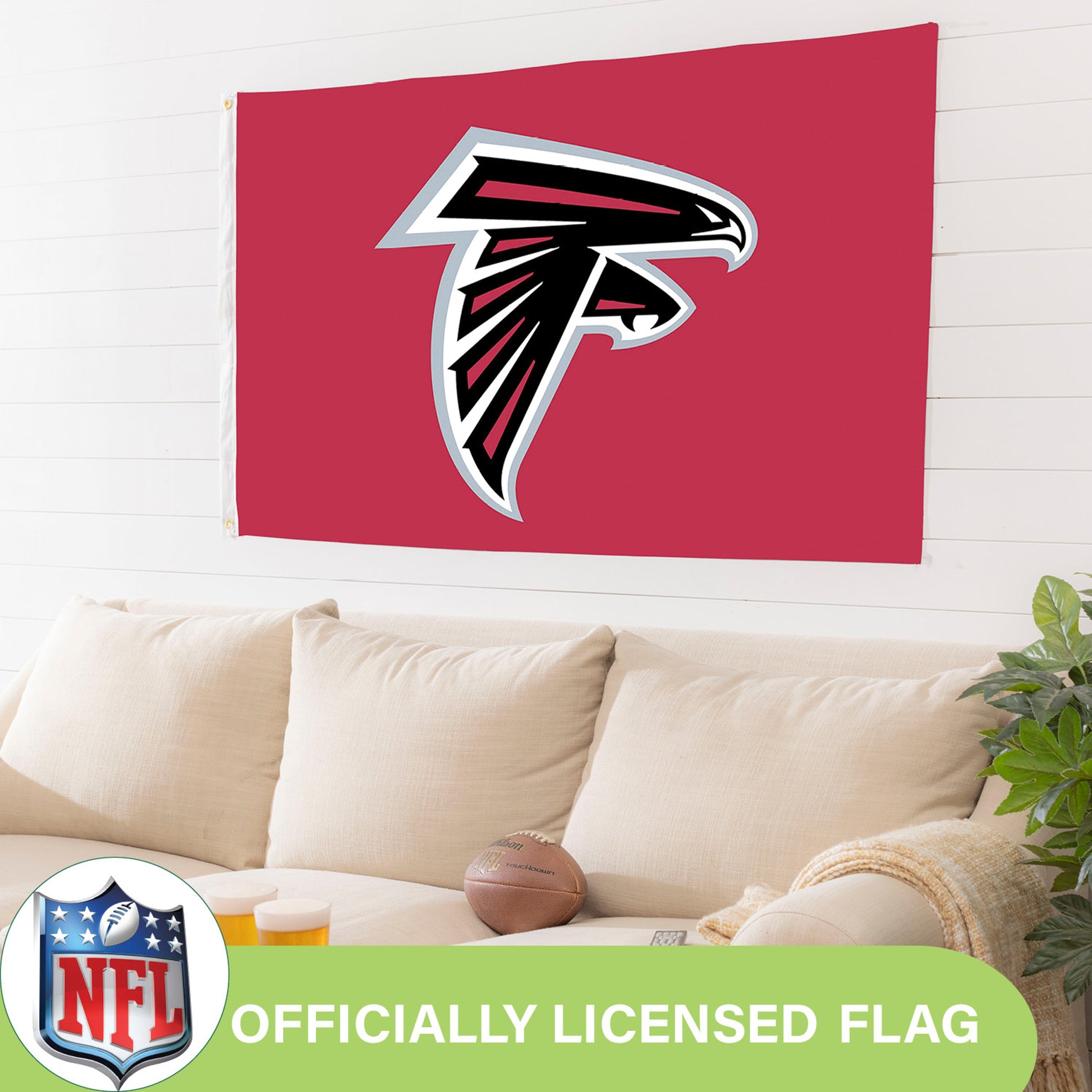 Atlanta Falcons single-sided flag w/ 2 grommets, 3x5 sublimated flag Evergreen Enterprises on Tampa Home & Garden Store