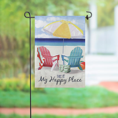 Linen Flag Colorful Chairs Garden beach scene with yellow umbrella on Tampa Home & Garden Store