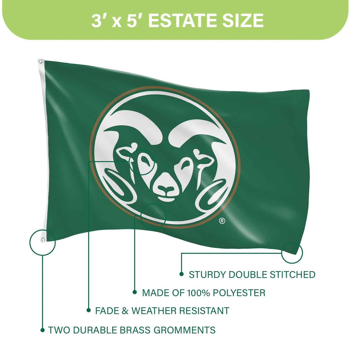 Colorado State flag 3x5 sublimated with 2 brass grommets Evergreen Enterprises on Tampa Home & Garden Store