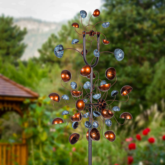 Molino de viento con esfera de pétalos de 86" de alto