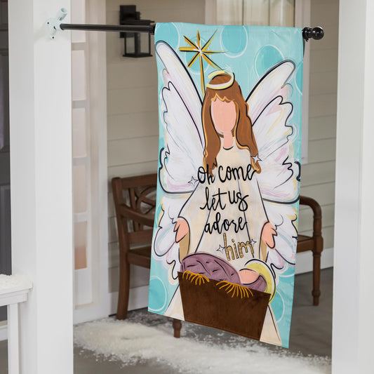 Oh Come Let Us Adore Him Applique House Flag - Tampa Home & Garden Store