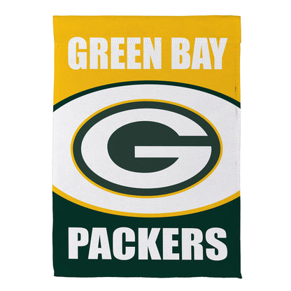 Suede garden flag Green Bay Packers with circular G logo in green, yellow and white by Evergreen on Tampa Home & Garden Store