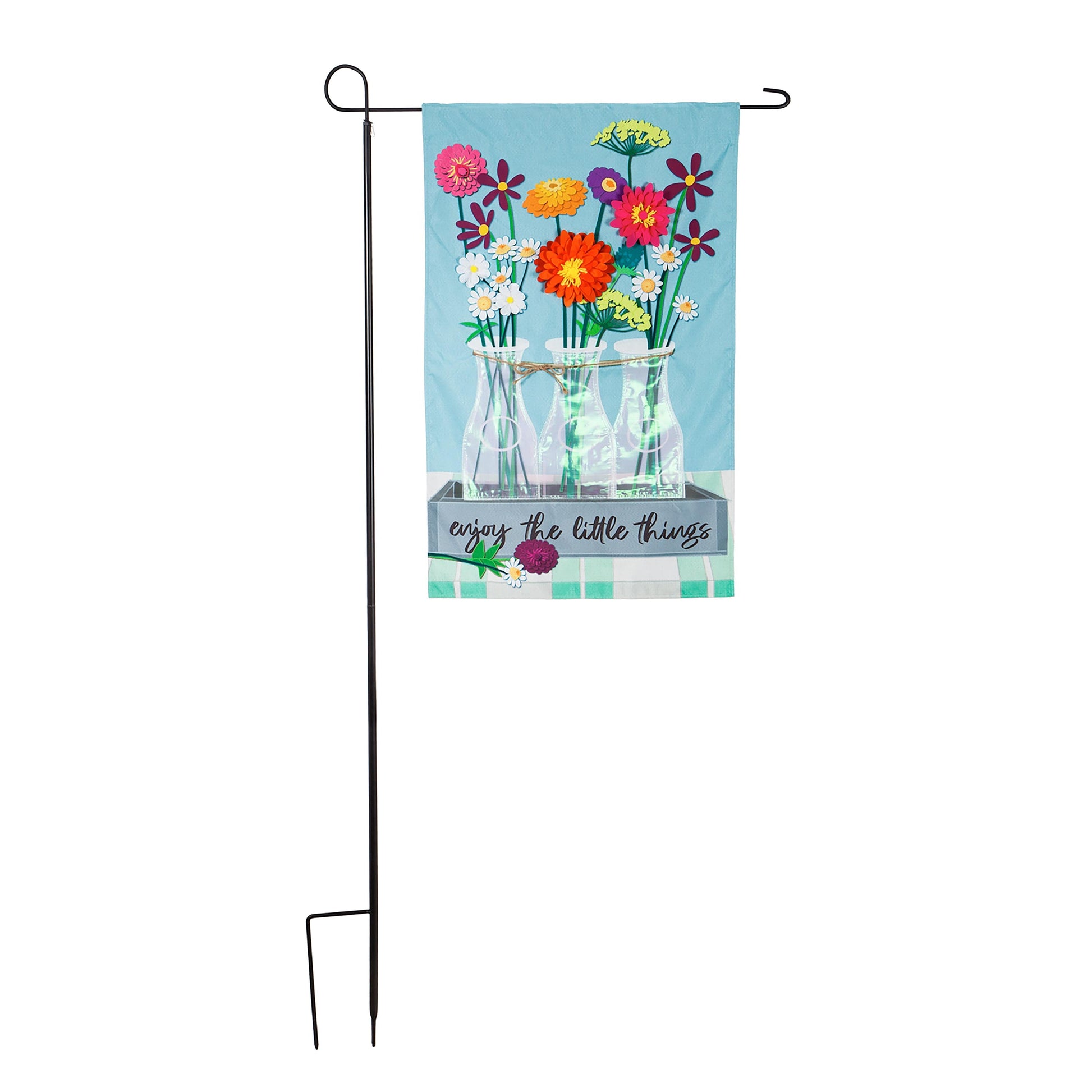 Iron House Flag Stand with blue floral flag by Evergreen Enterprises - Wholesale Collective on Tampa Home & Garden Store