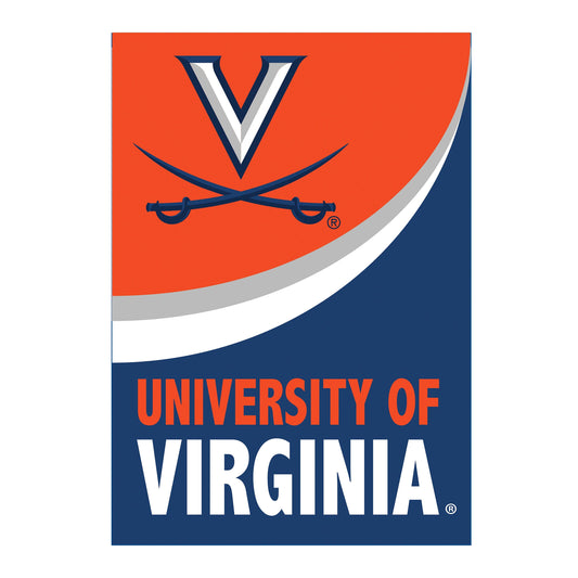 Burlap flag University of Virginia with orange field and navy V motif by Evergreen Enterprises on Tampa Home & Garden Store
