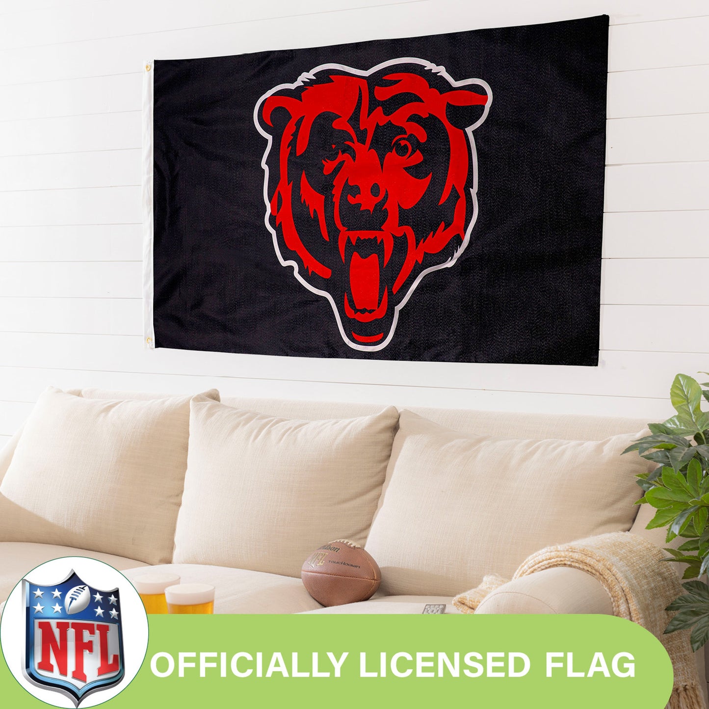 Black Chicago Bears estate flag 3x5, single-sided with 2 grommets by Evergreen Enterprises on Tampa Home & Garden Store
