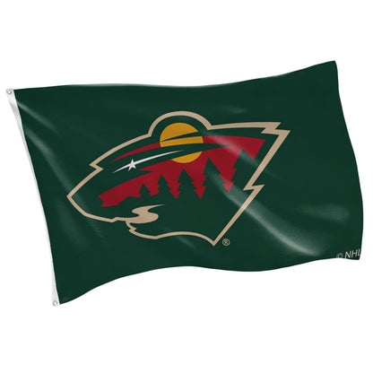 Minnesota Wild 3x5 single-sided sublimated flag with 2 grommets in dark green by Evergreen on Tampa Home & Garden Store