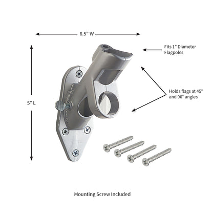 2-Position Aluminum House Flag Bracket aluminum finish with mounting screws included on Tampa Home & Garden Store