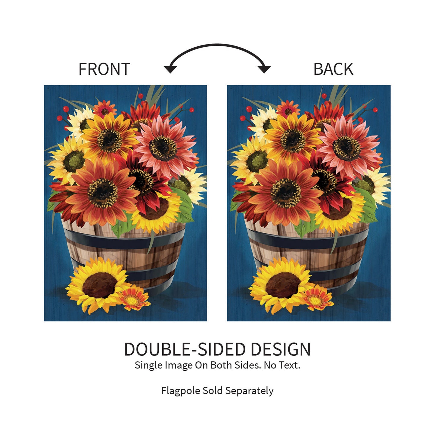 Cozy Burlap Barrel and Blooms Fall Garden Flag