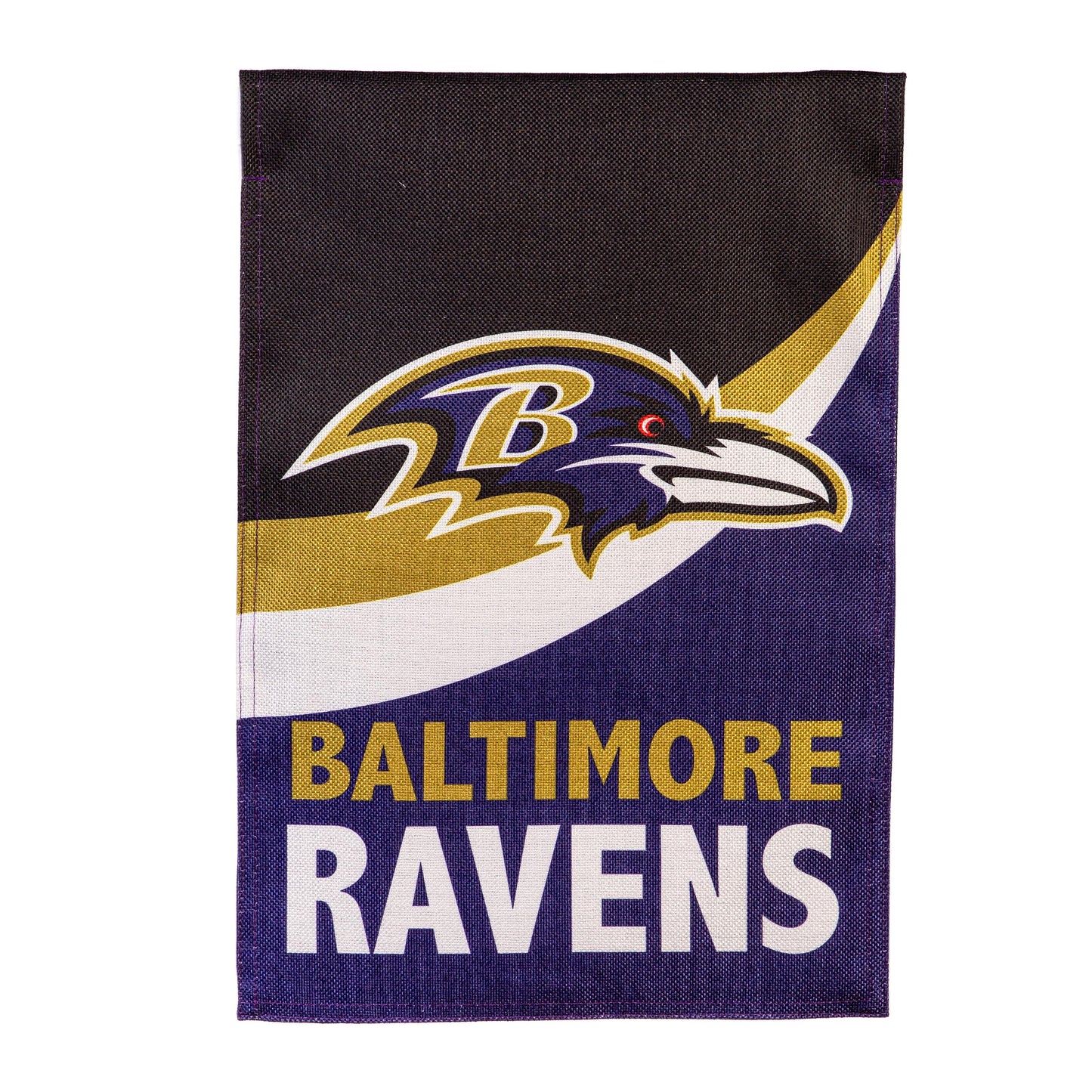 Baltimore Ravens Burlap Flag GDN Size with Ravens logo on burlap by Evergreen Enterprises on Tampa Home & Garden Store