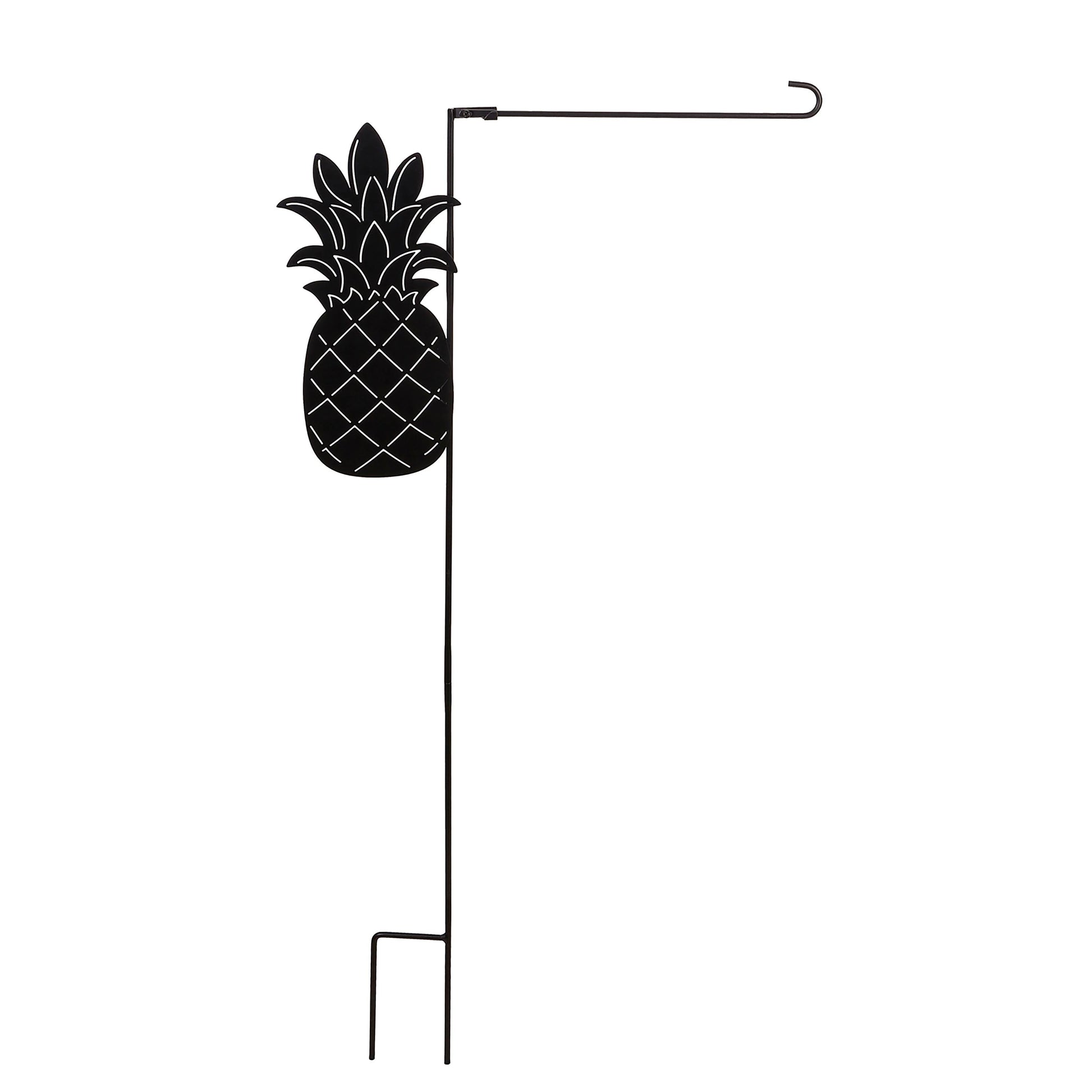 Decorative pineapple garden flag stand in black metal by Evergreen Enterprises on Tampa Home & Garden Store