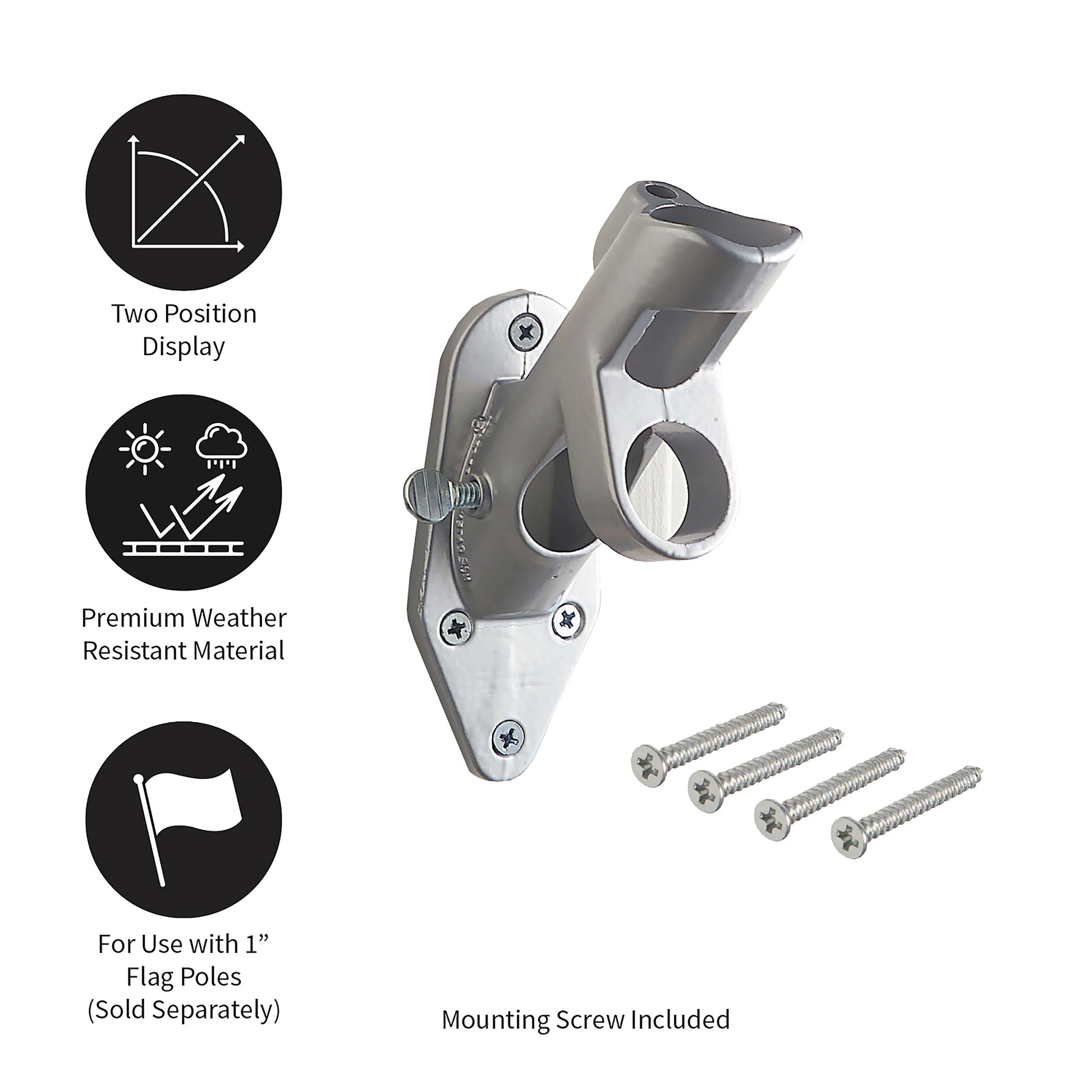 2-Position Aluminum Flag Bracket by Evergreen Enterprises with mounting screws included on Tampa Home & Garden Store