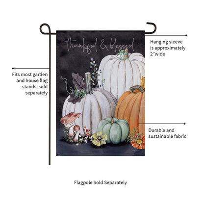 Beauty Of Fall Suede Garden Flag by Evergreen Enterprises with pumpkins and fall florals on Tampa Home & Garden Store