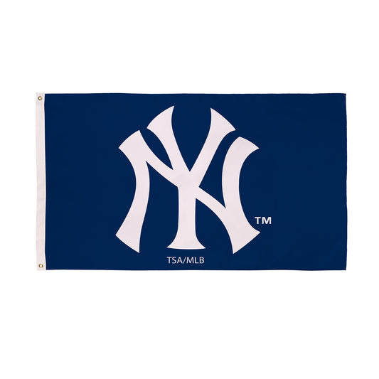 New York Yankees sublimated flag 3x5, single-sided, blue with white logo, 2 grommets on Tampa Home & Garden Store