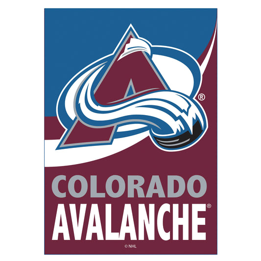 Colorado Avalanche Burlap Flag, house size, Evergreen Enterprises - Wholesale Collective, Flags on Tampa Home & Garden Store