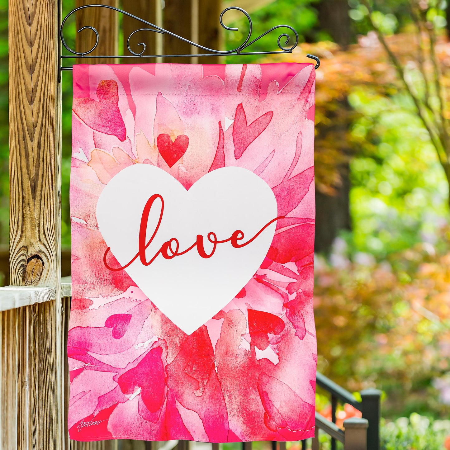 Petal Heart Valentines Day Suede House Flag