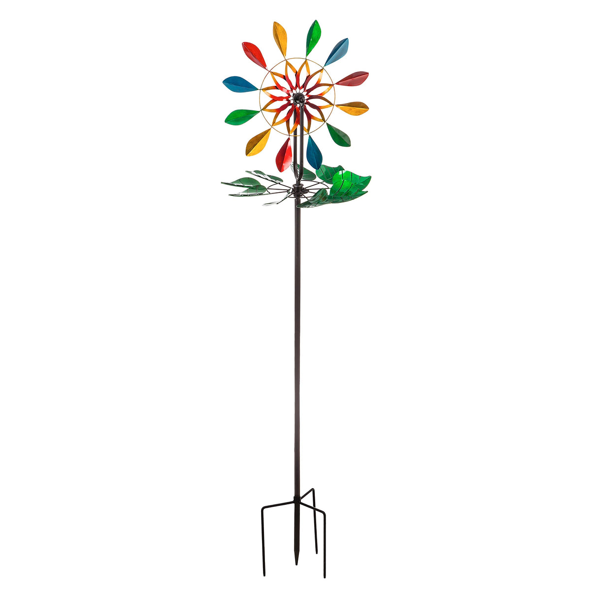 80-inch wind spinner flower on stake with multicolor petals by Evergreen Enterprises on Tampa Home & Garden Store