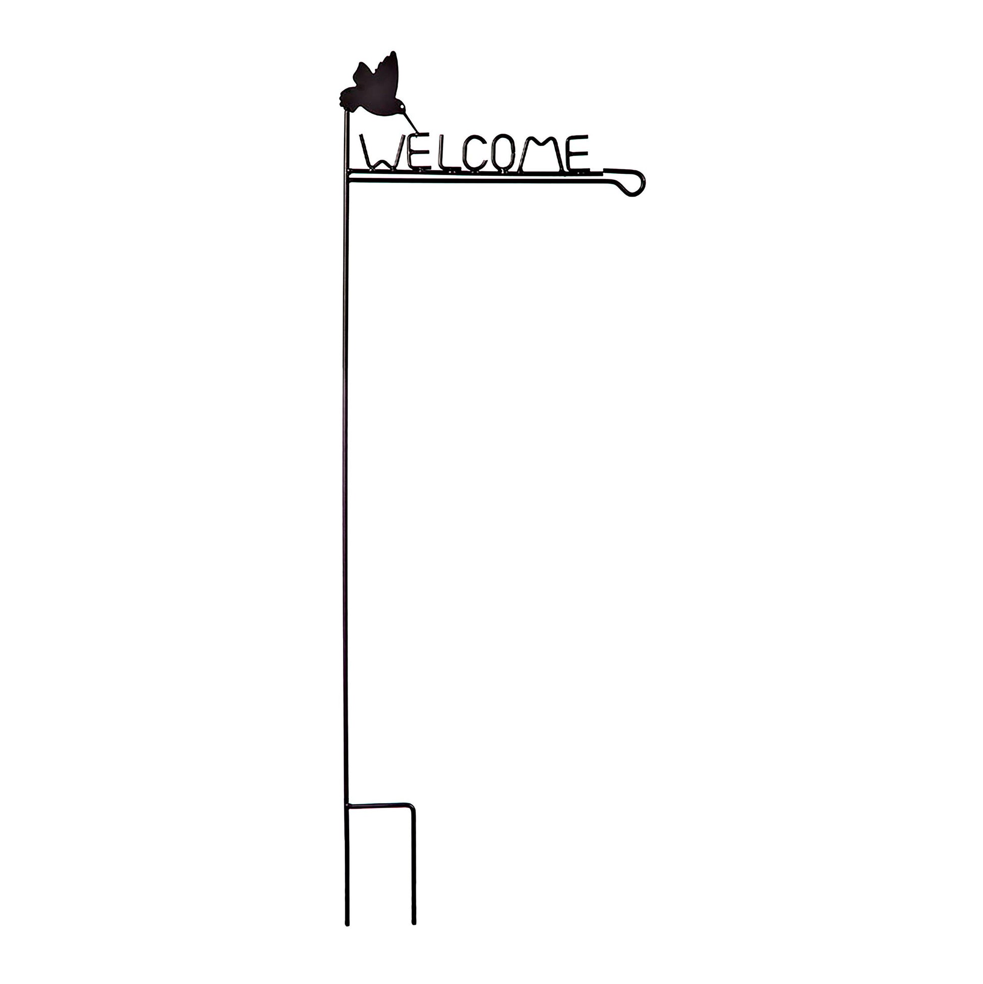 Hummingbird Welcome Garden Flag Stand black metal stake Evergreen Enterprises on Tampa Home & Garden Store