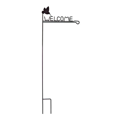 Hummingbird Welcome Garden Flag Stand black metal stake Evergreen Enterprises on Tampa Home & Garden Store