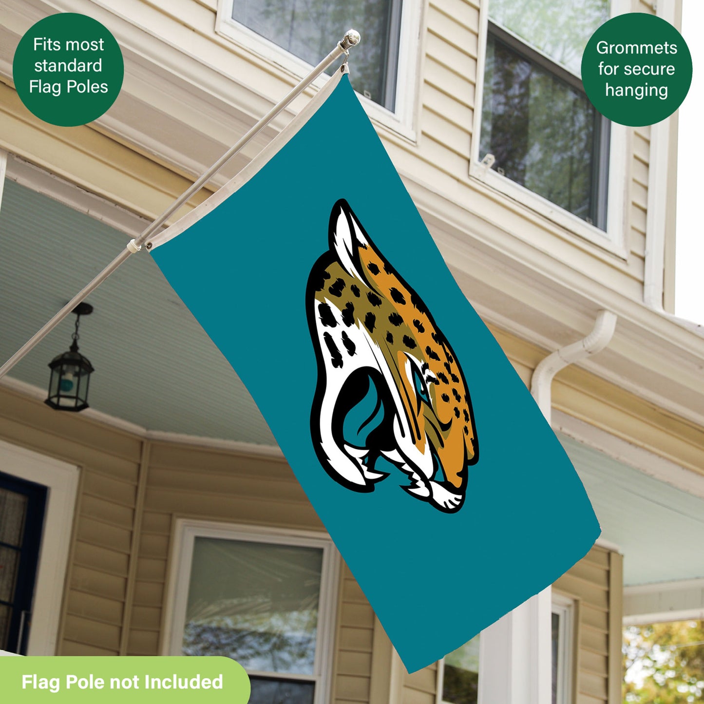 Jacksonville Jaguars single-sided flag with 2 grommets 3x5 sublimated flag on Tampa Home & Garden Store