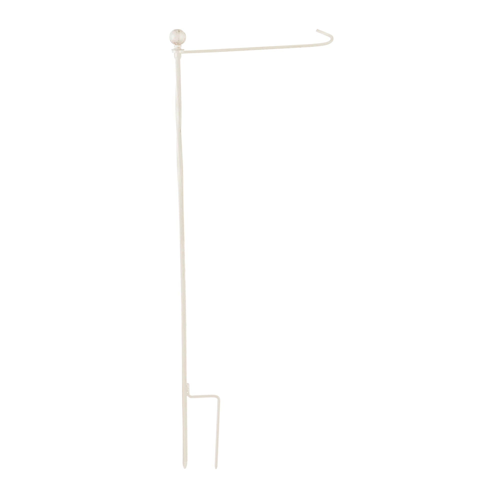 Metal Twist Garden Flag Stand brushed ivory finish with curved arm Evergreen Enterprises on Tampa Home & Garden Store