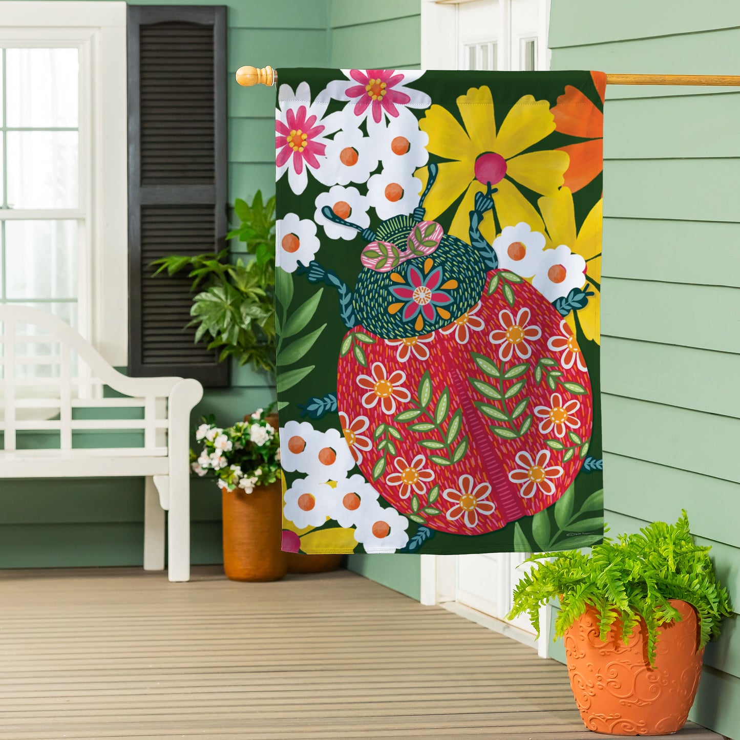 Drapeau de maison en daim à papillons Bloom &amp; Burst (recto et verso)