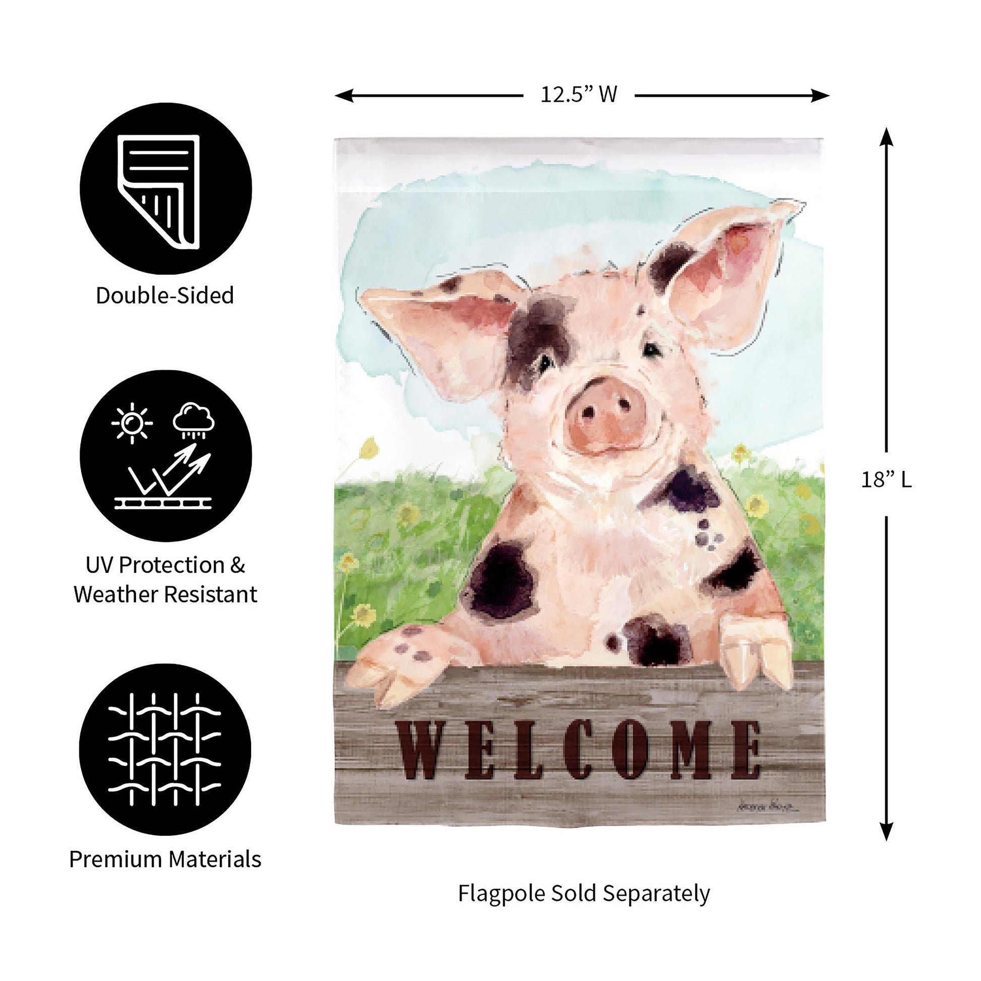 Spotted Pig Garden Flag by Evergreen Enterprises - Wholesale Collective, suede welcome flag on Tampa Home & Garden Store