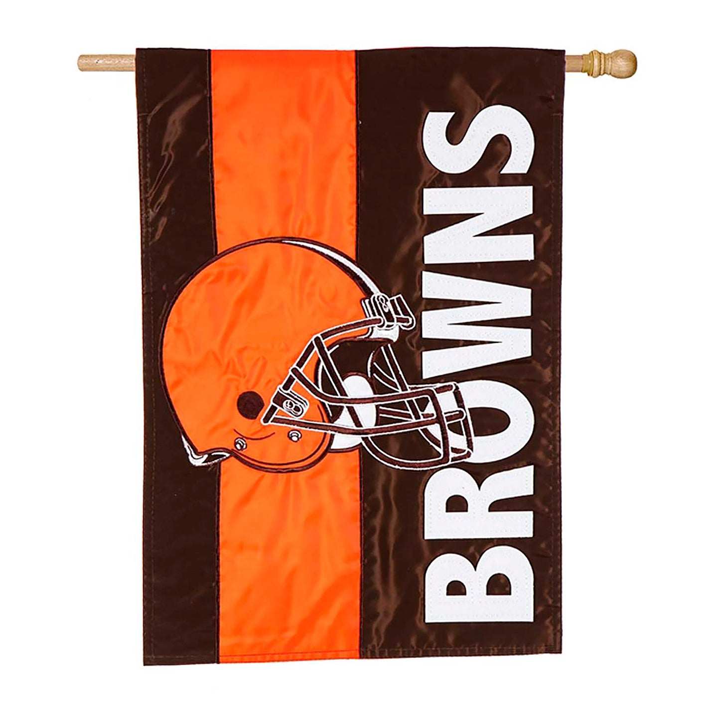 Double-Sided NFL Pride Applique House Flag Cleveland Browns orange-brown sublimated flag on Tampa Home & Garden Store