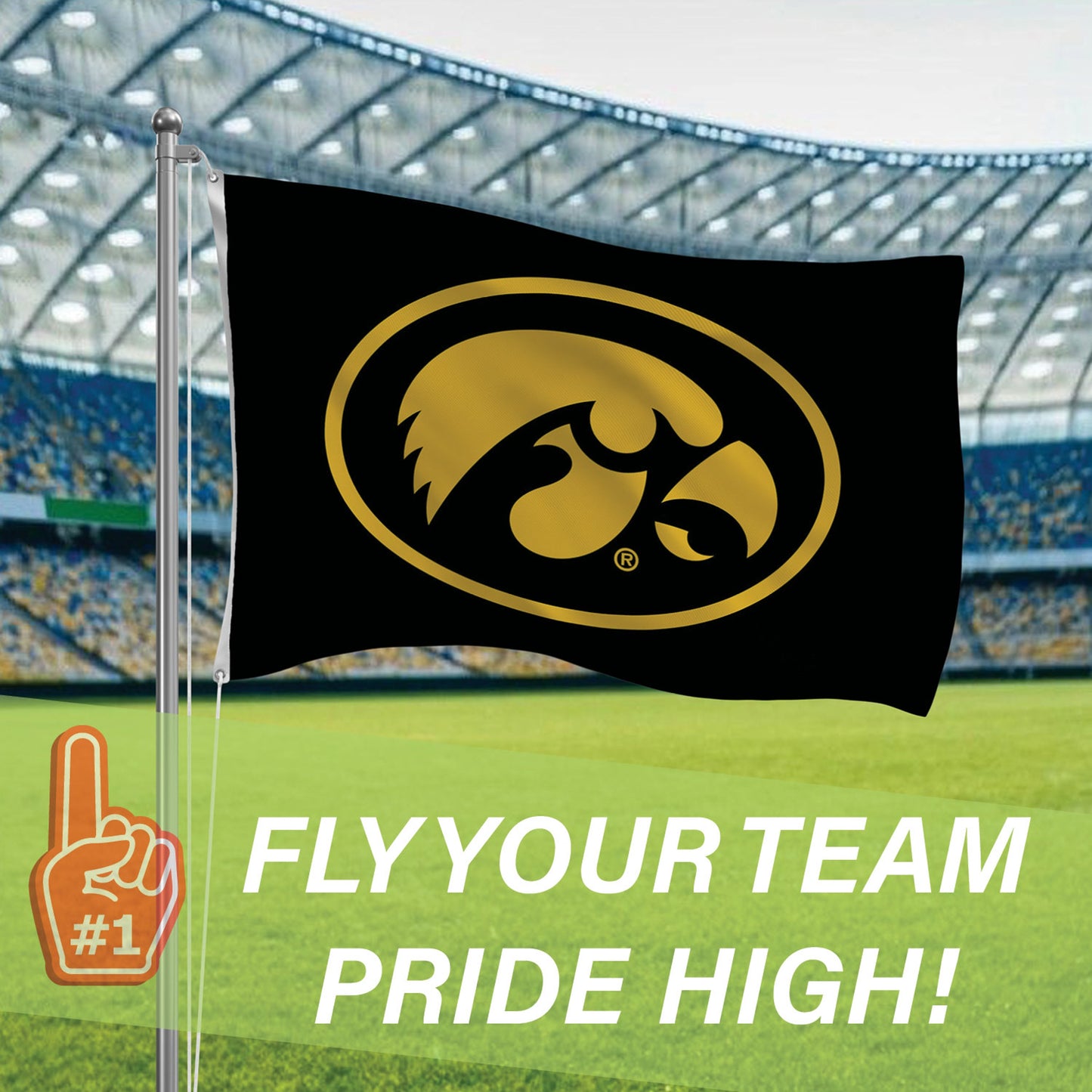 University of Iowa 3x5 single-sided estate flag with 2 grommets by Evergreen Enterprises on Tampa Home & Garden Store