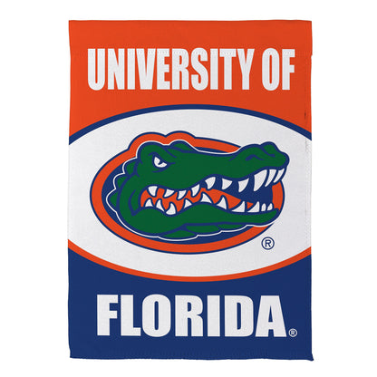 University of Florida suede garden flag with orange field, white text, and Gators logo on Tampa Home & Garden Store