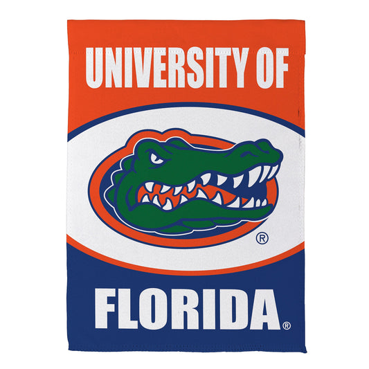 University of Florida suede garden flag with orange field, white text, and Gators logo on Tampa Home & Garden Store