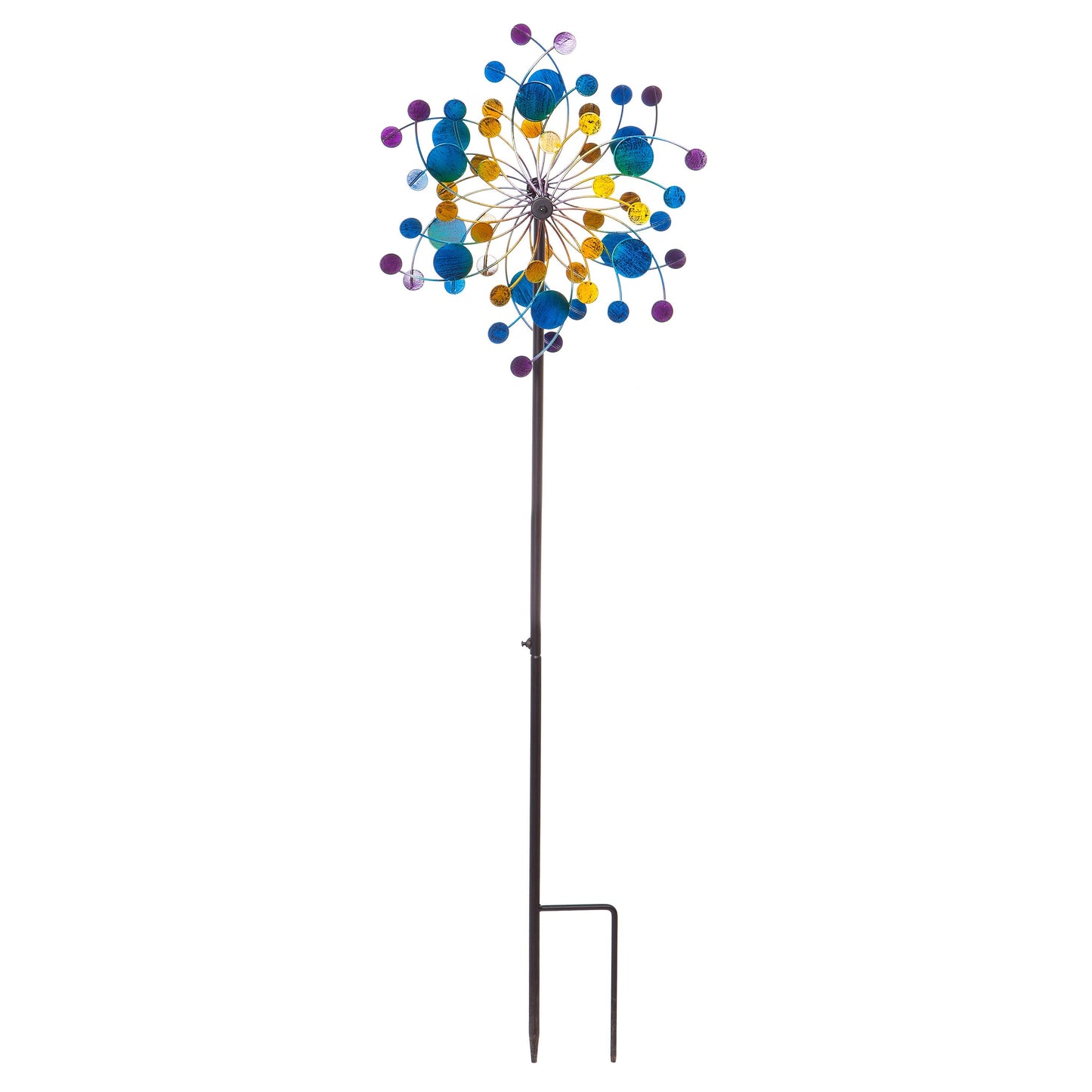 Wind Spinner 48.5in Blue Confetti with multicolor discs on stake Evergreen Enterprises on Tampa Home & Garden Store