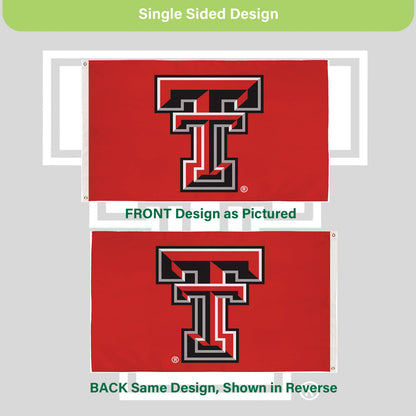 Texas Tech flag, single-sided, red with TTU logo, 3x5 ft, 2 grommets, Evergreen Enterprises on Tampa Home & Garden Store