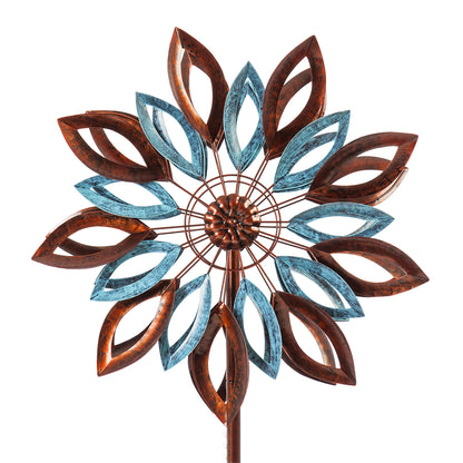 75H wind spinner copper and verdigris leaf blades on Tampa Home & Garden Store