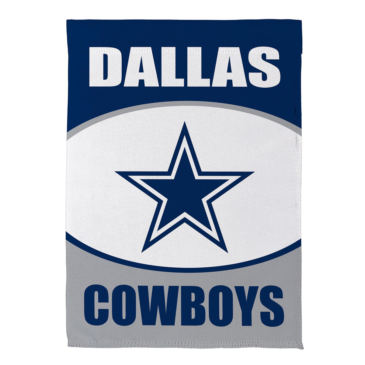 Dallas Cowboys Suede Garden Flag blue backdrop with white DALLAS star and COWBOYS text Evergreen on Tampa Home & Garden Store