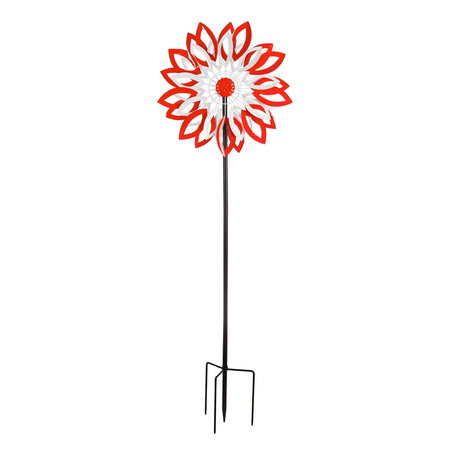 75H wind spinner with red and white patriotic leaf blades on a stake on Tampa Home & Garden Store