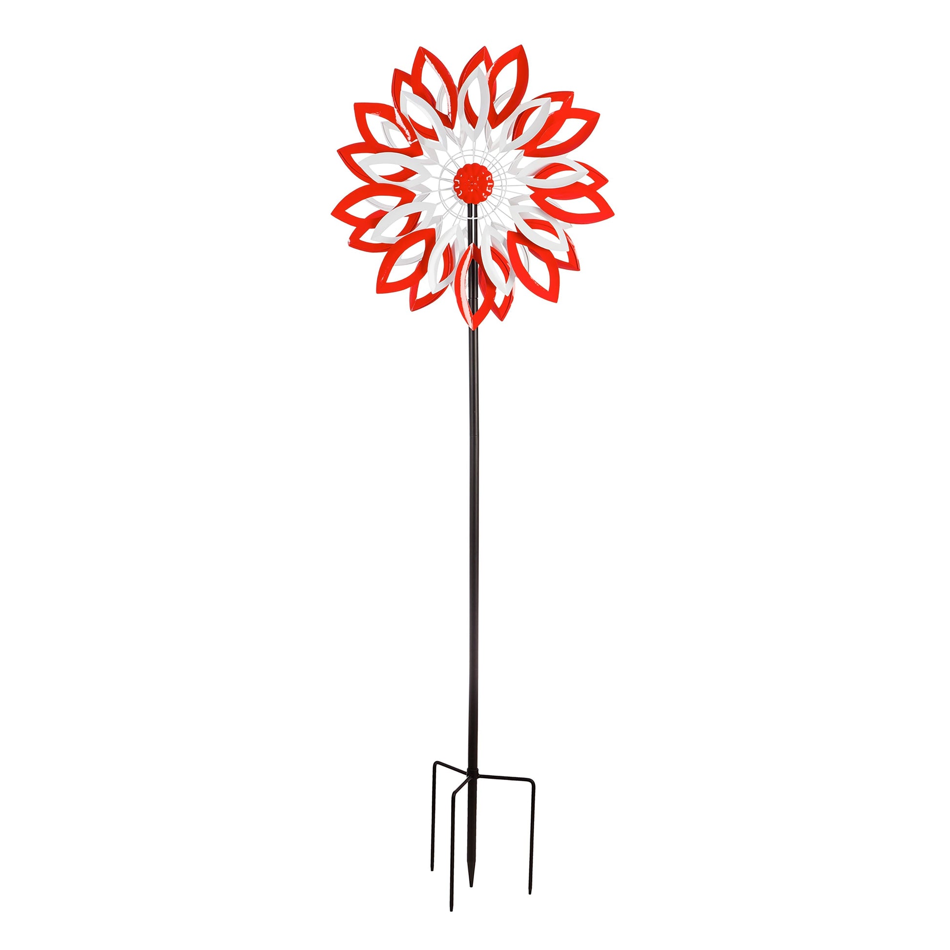 75H wind spinner with red and white patriotic leaf blades on a stake on Tampa Home & Garden Store