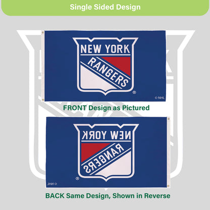 New York Rangers single-sided 3x5 flag with 2 grommets, sublimated by Evergreen Enterprises on Tampa Home & Garden Store