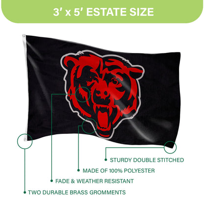 Chicago Bears estate flag 3'x5', single‑sided sublimated flag with 2 brass grommets on Tampa Home & Garden Store