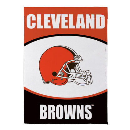 Suede house flag Cleveland Browns orange background white text and helmet graphic Evergreen on Tampa Home & Garden Store