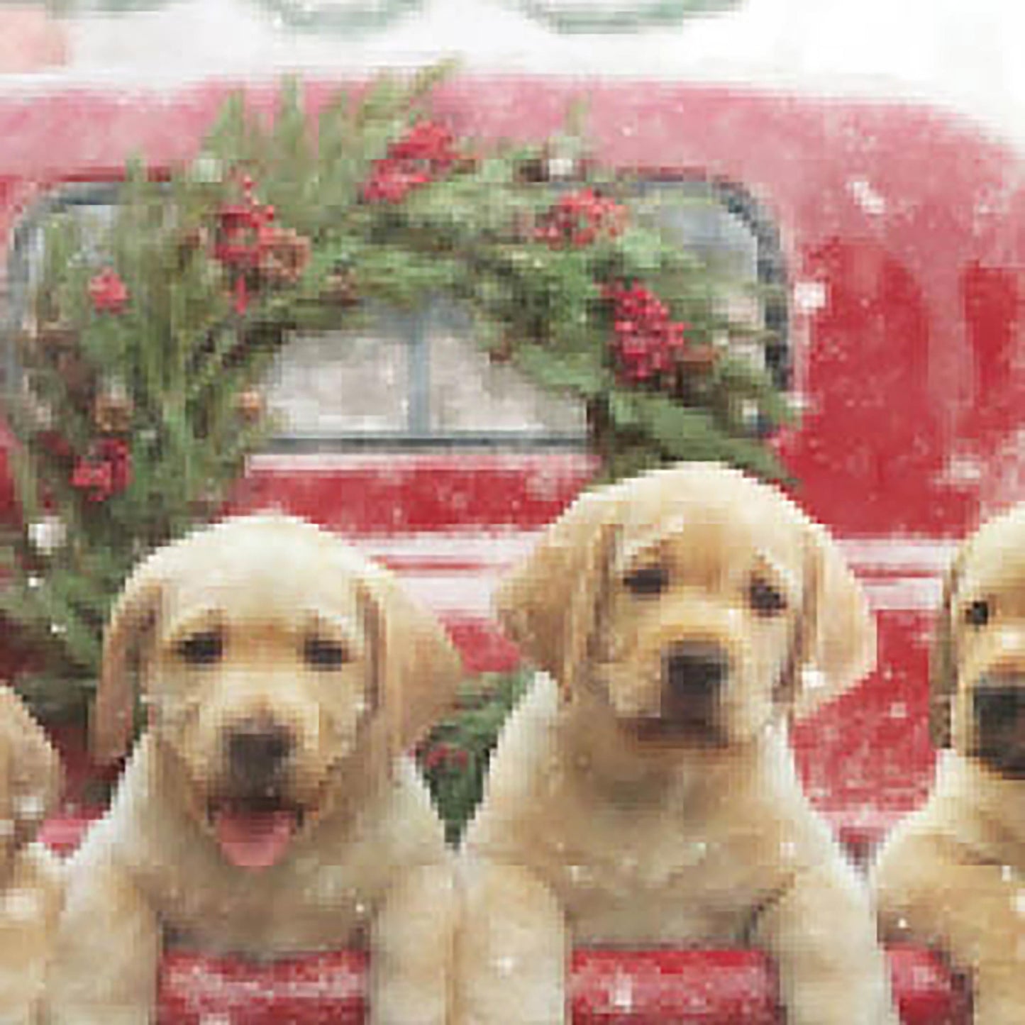 Red Truck with Puppies suede garden flag featuring puppy motif for outdoor décor on Tampa Home & Garden Store