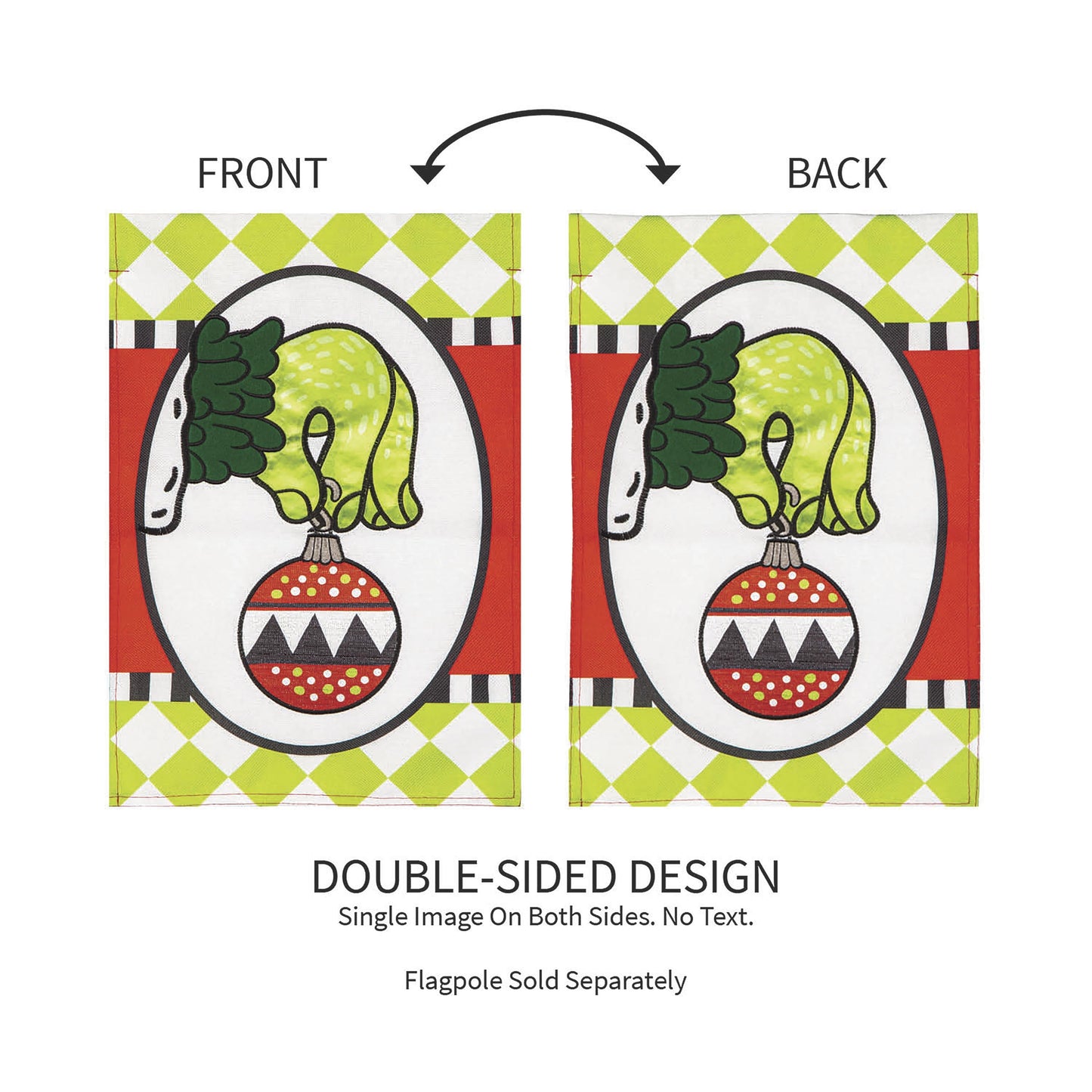 Two Christmas Monster Ornament Burlap Garden Flags, double-sided by Evergreen Enterprises on Tampa Home & Garden Store