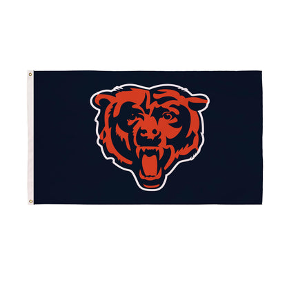 Chicago Bears flag, single-sided sublimated 3x5 with two grommets navy orange bear logo on Tampa Home & Garden Store