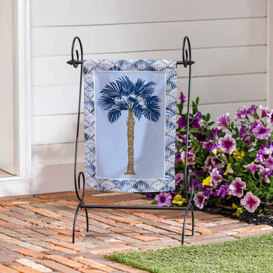 Blue Coastal Palm Trees Double Sided Suede Garden Flag - Tampa Home & Garden Store