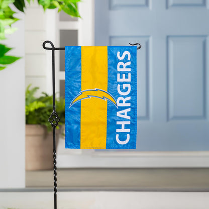 LA Chargers Embellished Garden Flag blue yellow applique with bolt logo by Evergreen Enterprises on Tampa Home & Garden Store