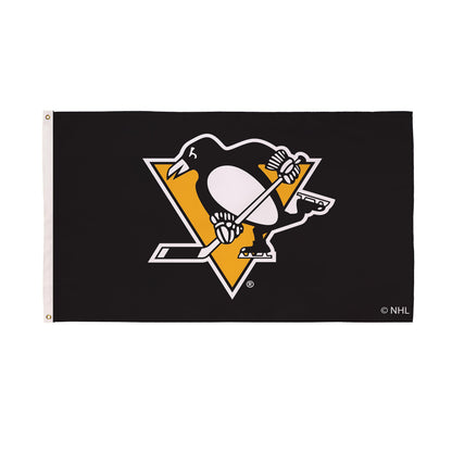 Pittsburgh Penguins estate flag 3x5 single-sided with 2 grommets black with logo on Tampa Home & Garden Store