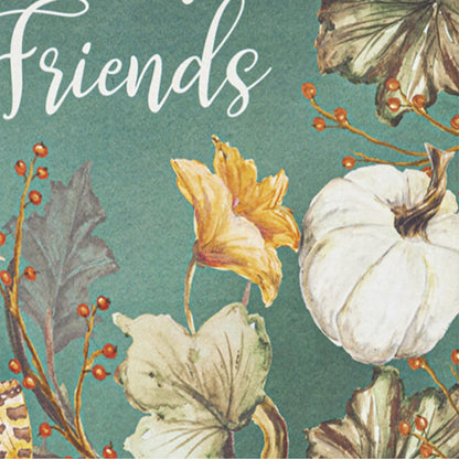 Autumn Vines Garden Suede Flag with teal backdrop, white florals and orange berry accents on Tampa Home & Garden Store