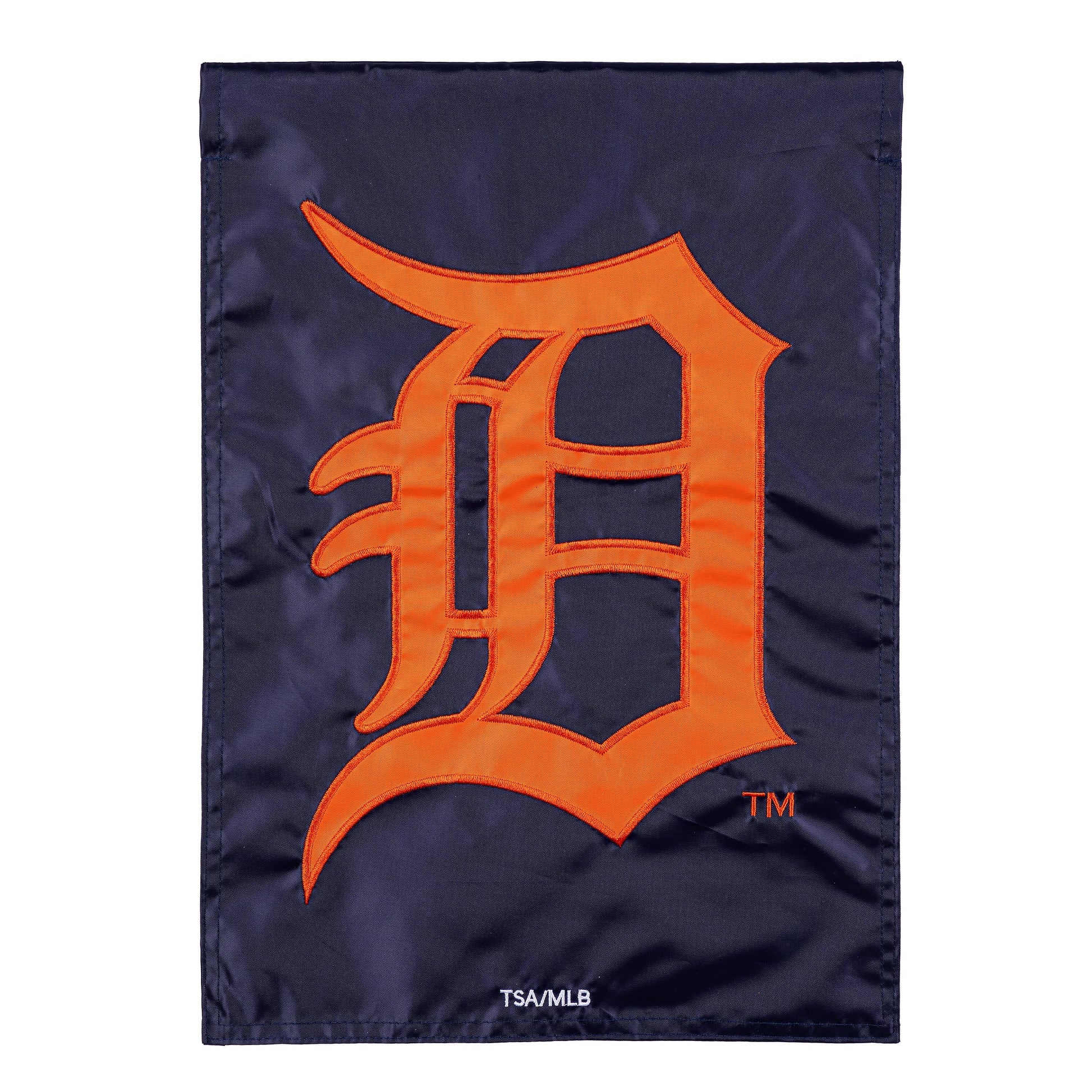 Detroit Tigers Applique Garden Flag navy background with orange logo Evergreen Enterprises on Tampa Home & Garden Store